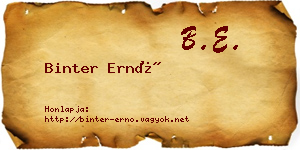 Binter Ernő névjegykártya